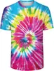 Serie de Estampado Tie-dye Primavera Verano 2026 Serie de Ropa para Hombre Europea y Americana Moda Camiseta para Hombre Estampado 3D Top Multicolor