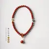 Novo Estilo Chinês Tendência Nacional Artístico Ágata Vermelha Cinco Bênçãos Gato da Sorte Círculo Duplo Feminino Pulso Elegante Versátil Pulseira