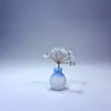 Adornos de Árbol de Cristal Mini Naturales, Manualidades Creativas de Jarrón Pequeño, Árbol de Grava de Cristal Morado y Amarillo, Adornos para Decoración del Hogar