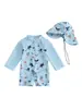 70-80-90-100-110-120 Sombrero Manga Larga Traje de Baño Infantil