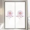 Cocina, Baño, Ventana de Inodoro Líneas Rosas Margarita Vidrio Esmerilado de Alta Gama Protección de Privacidad Pegatina Anti-Espionaje