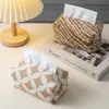 Caja de pañuelos de tela de cuatro hojas estilo Ins retro para mesa de centro de sala de estar en casa, caja de pañuelos extraíble de jacquard, caja de pañuelos para decoración de coche
