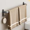 Gris plomo Toallero sin perforaciones Espacio de aluminio espacial Lujoso ligero Colgador Estante de baño Inodoro Barra toallera de doble polo