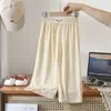 Nuevos Pantalones de Pierna Ancha de Seda Hielo para Niñas Primavera y Otoño Niños Medianos y Grandes Pantalones Casuales Pantalones Sueltos para Casa Pantalones Rectos de Seda Hielo