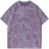 Camiseta de Manga Corta Camuflaje Sorona de Algodón Puro 240g Estilo Americano de Marca de Moda para Hombre, Camiseta de Manga Corta de Algodón con Hombros Caídos, Cuello Redondo para Hombre