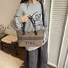 Bolsa de Lona Grande de Gran Capacidad Estilo Coreano Retro Rayas Bolso de Hombro Cruzado Bolso de Mano para Viajes de Negocios