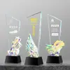 Troféu de Cristal Colorido de Alta Qualidade Vendas Campeonato Funcionário Destaque Competição em Equipe Prêmios Letreiramento Profissional