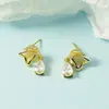 Lindos Aretes de Mariposa con Piedra Ojo de Gato 2021 Nuevos Pendientes de Perforación de Oreja de Moda para Mujer Otoño e Invierno Pendientes Franceses de Gama Alta de Nicho