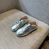 Sapatos de Treino de Ballet com Sola Fina, Novos para a Primavera de 2026, para Mulheres, com Velcro, Sapatos Casuais Planos Versáteis e Modernos para Mulheres em Prata