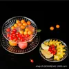 Plato de Fruta de Plástico Acrílico Estante Doble Capa para Pasteles de Hogar Estante Inciso Postre Estante de Exhibición Comercial de Taiwán Bandeja para Snacks
