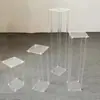 Accesorios para Boda Marcadores de Pasillo de Cristal Columnas Cuadradas Acrílicas Centros de Mesa para Postres Escenario en T Accesorios de Decoración Temática de Boda de Ensueño