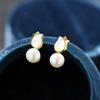 Doce simples elegante natural Shell Pearl tulip brincos banhados a ouro pequena flor 925 brincos de agulha de prata para as mulheres