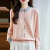 Nueva chaqueta suéter de punto con cuello polo para mujer 2025 color block simple punto de lana corte ajustado estilo Chanel transfronteriza otoño lana