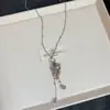 Colar com Pingente de Coração com Esmalte Drip e Borla Feminino Doce e Cool Estilo Sexy Corrente de Clavícula Estilo Japonês Corrente Longa para Suéter Acessórios