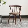 Silla Windsor simple de madera maciza, silla de comedor nórdica de ratán natural vintage con respaldo, sillón de princesa para ocio en el balcón, maquillaje