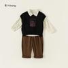 Frete Grátis Conjunto de Roupas Infantis Nova Camisa Colete Calça para Meninos Conjunto de Três Peças Roupa para Crianças Pequenas Primavera e Outono Roupas Infantis Huzhou Zhili