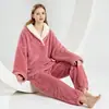 Pijama de coralina transfronterizo para mujer, otoño e invierno, pijama de franela, conjunto de pijama, engrosado, ropa de casa para parejas, primera generación de pelo