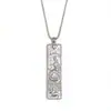 Collar Colgante Cuadrado con Incrustaciones de Diamantes del Zodiaco Doce Constelaciones Estilo Vintage Popular Europeo y Americano para Mujer, Joyería de Acero de Titanio Dorado de 18 Quilates