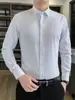 Camisa Lisa de Manga Larga para Hombre Directo de Fábrica Negocios Primavera Otoño Camisa Profesional Cuello de Solapa Corte Ajustado Camisa Blanca Hombre 5619