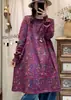 Vestido de Punto de Algodón de Longitud Media con Estampado Nuevo Otoño 2025 para Mujer, Vestido Casual Versátil Elegante de Cuello Semialto