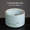Cenicero de porcelana azul y blanca de horno Ru con diseño de vid de loto, tamaño grande, con tapa, evita que las cenizas se dispersen, adecuado para uso doméstico en la sala de estar, diseño creativo y único