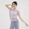 Danza Clásica para Adulto Mujer Slim Cuello Alto Elegante Gasa Mariposa Top de Danza Moderna Traje de Práctica para Actuación