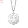 Collar de dibujos animados con patrón geográfico de marca Yiwu, de acero inoxidable, redondo, con revestimiento al vacío y láser, de pequeño tamaño