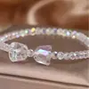 Pulseira de cristal deslumbrante de celebridade da internet para mulheres estilo coreano simples estilo floresta laço cordão de mão presente para colegas de classe melhores amigos presente de festival moderno