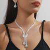 Pendientes de Diamante Super Brillantes Elegantes Franceses Collar Pulsera Juego de Cuatro Piezas Moda Personalizada Joyería de Lujo Ligero de Gama Alta
