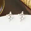 Pendientes Simples Gymnissimo de Perla con Pasador de Plata de Ley 925 Pendientes de Cadena de Uva de Lujo Ligero Pendientes Elegantes de Celebridad de Internet de Corea del Sur para Mujer