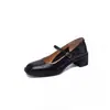 Zapatos Mary Jane Retro de Piel de Vaca Cuadrados Pequeños con Tacón Grueso para Mujer 2026 Nuevo Estilo Francés de Primavera Zapatos de Tacón Alto con Una Correa
