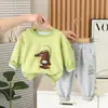 Moda Infantil Bebê Street Estéreo Dinossauro Manga Longa Conjunto de Duas Peças Tendência Outono Novo Terno de Manga Longa para Meninos