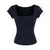 Atacado de Roupas Femininas Transfronteiriças Estilo Europeu e Americano Verão 2026 Novo Top de Gola U Grande Camiseta Listrada de Manga Curta
