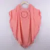 Novo gancho de feriado transfronteiriço cor sólida costura europeia e americana saia de praia franja pequena proteção solar curta sexy blusa de praia