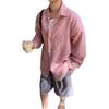 Camisa Plaid Solta Rosa Estilo Coreano Streetwear Camisa Casual Oversize para Casal Jaqueta de Manga Longa para Casal Primavera e Outono