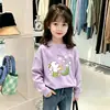 Camiseta de Manga Larga con Cuello Redondo de Algodón Puro para Niñas, Nuevo Estilo Primavera y Otoño 2026, Tallas Mediana y Grande, Bebé, Top Elegante con Estampado de Dibujos Animados