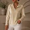 Nueva sudadera de terciopelo dorado con media cremallera y cuello alto para otoño e invierno, top casual holgado de manga larga para mujer, camisa de terciopelo de color liso
