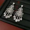 Pendientes de Borla Flor Geométrica Dulces y Exquisitos Estilo Coreano con Diamantes, Sensación de Lujo Ligero y Gama Alta, Pendientes de Nicho de Moda para Mujeres