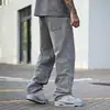 Comercio Exterior 2026 Verano Hombres Nuevo Gris Elegantes Pantalones Casuales, Color de Contraste, Elegantes Pantalones de Mezclilla Rectos Venta al por Mayor