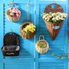 [Qingmu] Decoraciones para el Hogar Estilo Americano, Mimbre y Ratán Paja, Cesta Colgante de Flores para Pared, Maceta, Cesta Colgante Simulada, Maceta Colgante de Potos