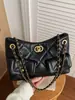 Bolso de Hombro de Cadena Transfronterizo para Mujer para Otoño e Invierno, Bolso Cruzado, Bolso de Axila, Gran Capacidad, Patrón Acolchado de Moda, Estilo Nuevo, Estilo Inspirado en Chanel