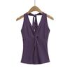 2521-25 Verano Nuevo Estilo Americano Retro Adelgazante Tirante Cruzado Espalda Descubierta Top Camisola para Niñas