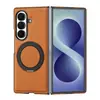 Aplicável para Capa de Celular Samsung Z Fold8 Ultra com Carregamento Sem Fio Magnético, Suporte com Fivela de Anel de Dedo Giratório 360 graus, Capa de Couro