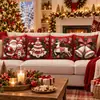 Textiles suaves para dormitorio: fundas de almohada con estampado de renos, árbol de Navidad y copo de nieve, fundas de cojín decorativas para sofá y dormitorio de Navidad, tela de felpa corta