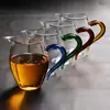 Mango de color spot Pingüino feria Taza oficina en casa kung fu juego de té taza de distribución de té Vidrio transparente Mar de té