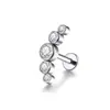 Piercing Labial de Liga de Titânio Zhenping F136 com Diamantes, Piercing de Orelha com Zircônias de Cinco Fileiras, Fileira de Piercings de Orelha com Zircônias com Rosca Interna, Piercing de Nariz