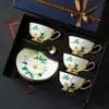 Conjunto de Xícara e Pires para Café Estilo Europeu em Cerâmica Bone China, Xícara Estilo Inglês em Cerâmica Bone China, Caixa de Presente Exquisite de Alto Padrão para Conjunto de Chá