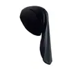 Gorro Turban Elástico Transfronterizo de Cola Larga, Cómodo Gorro Protector de Cabello de Color Sólido con Ala Ancha, Gorro Base Ajustado de Tubo Largo que Cubre las Orejas para Tapar Cabello Gris