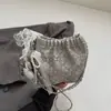 Bolsa de ombro feminina com brilho e detalhes em diamante, nova moda 2026 bolsa de corrente em jeans, bolsa de ombro grande e moderna para o verão