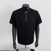 Verano Nuevo Estilo Americano High Street Media Cremallera Hombrera Camiseta de Manga Corta para Hombre Guapo Destripado Algodón Espacial Camiseta de Manga Corta Holgada de Gama Alta